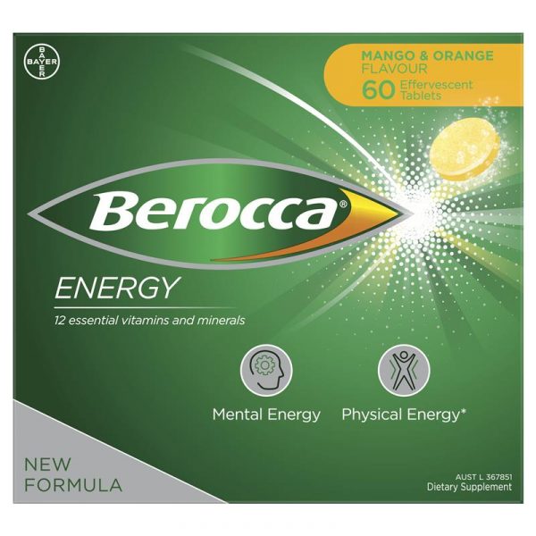 Berocca Energy Vitamin B C Mango Orange Flavour Effervescent Tablets 60 Pack 5