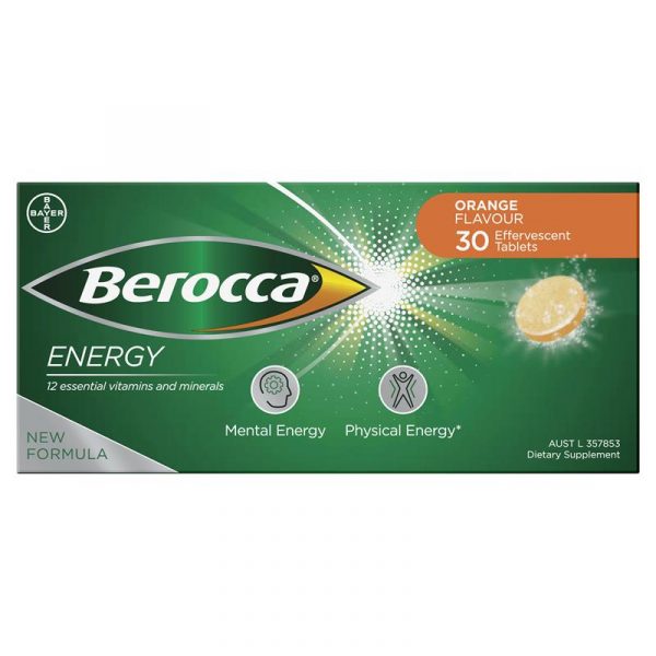 Berocca Energy Vitamin B C Orange Flavour Effervescent Tablets 30 Pack