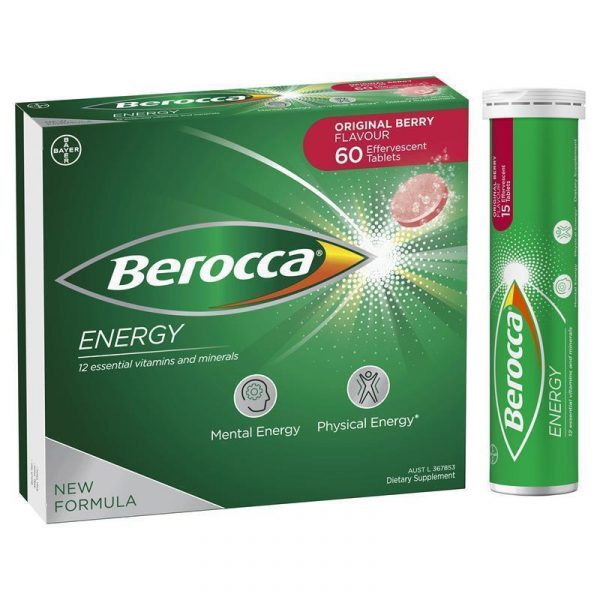 Berocca Energy Vitamin B C Original Berry Flavour Effervescent Tablets 60 Pack 4