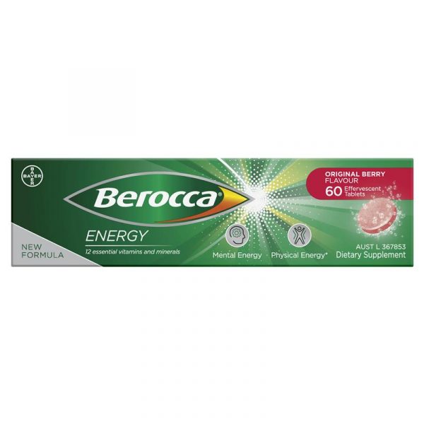 Berocca Energy Vitamin B C Original Berry Flavour Effervescent Tablets 60 Pack 8