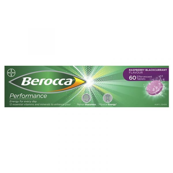 Berocca Energy Vitamin B C Raspberry Blackcurrant Flavour Effervescent Tablets 60 Pack 6