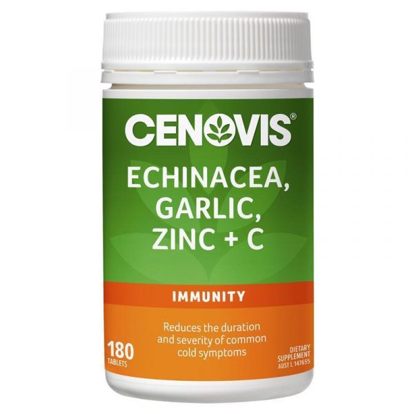 Cenovis Echinacea Garlic Zinc Vitamin C for Immune Support 180 Tablets Exclusive Size 1