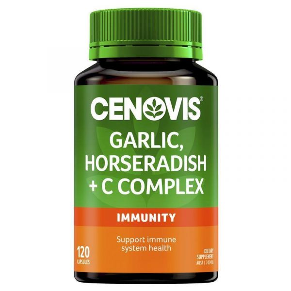 Cenovis Garlic Horseradish Vitamin C Complex for Immune Support 120 Capsules 1