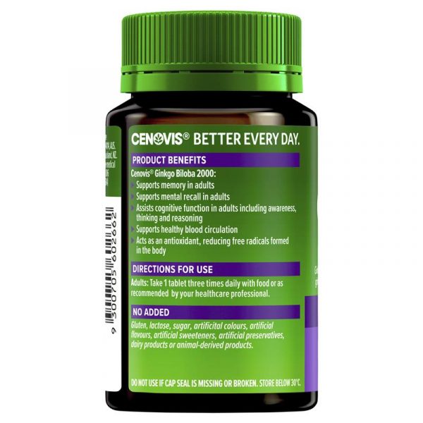 Cenovis Ginkgo Biloba 2000 for Memory Support 100 Tablets 7