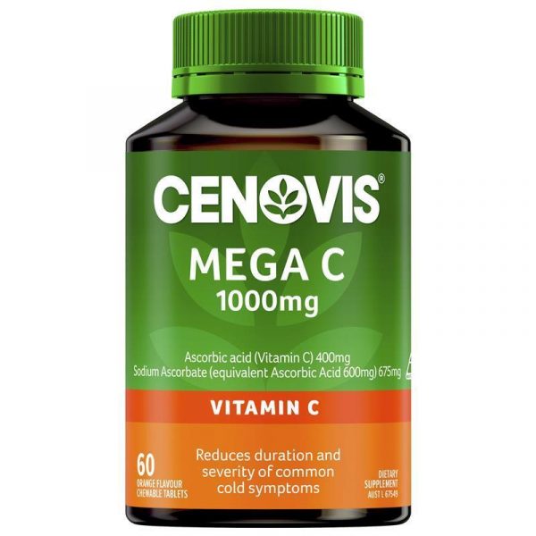 Cenovis Mega Vitamin C for Immune Support 1000mg 60 Orange Flavour Chewable Tablets 1