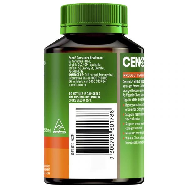 Cenovis Mega Vitamin C for Immune Support 1000mg - 60 Orange Flavour Chewable - Image 2