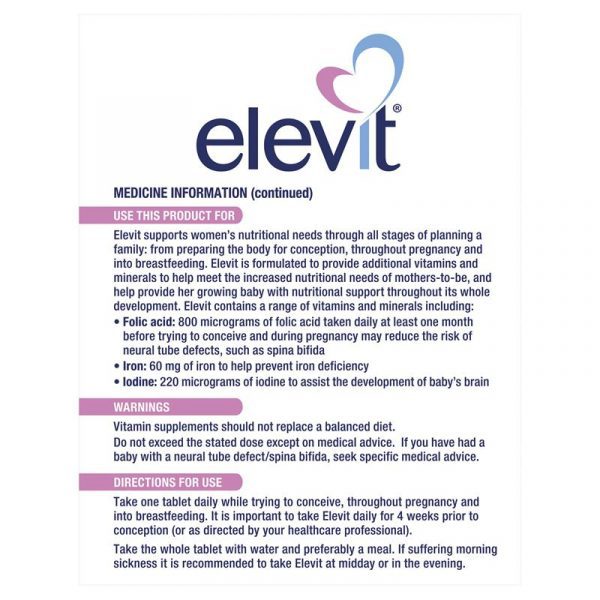 Elevit Pregnancy Multivitamin Tablets 100 Pack (100 Days) (1)