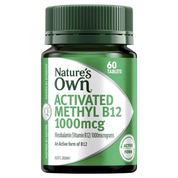 Natures Own Activated Methyl B12 1000mcg with Vitamin B for Energy 60 Mini Tablets 1