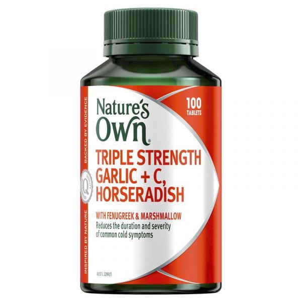 Natures Own Garlic Vitamin C Horseradish Triple Strength for Immunity 100 Tablets 1