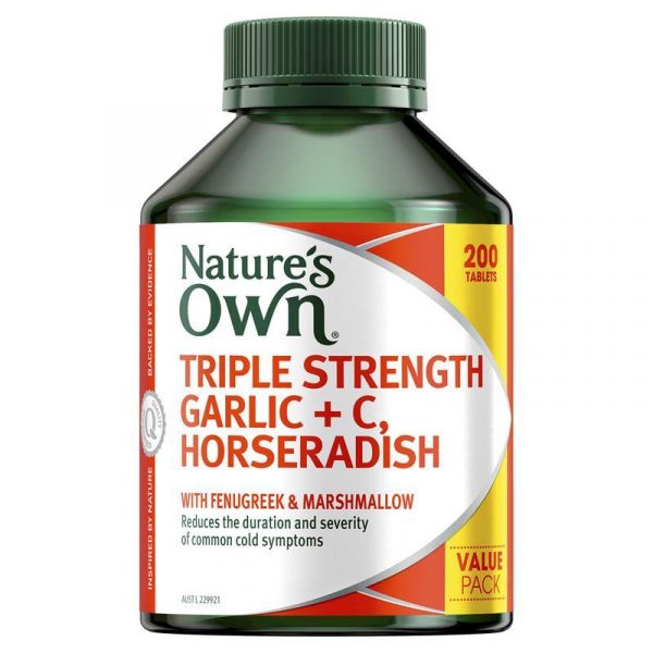 Natures Own Garlic Vitamin C Horseradish Triple Strength for Immunity 200 Tablets 1