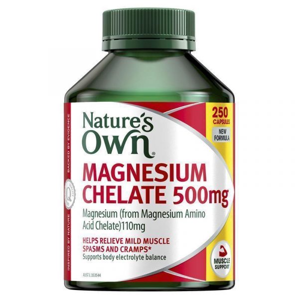 Natures Own Magnesium Chelate 500mg for Muscle Health 250 Capsules 1