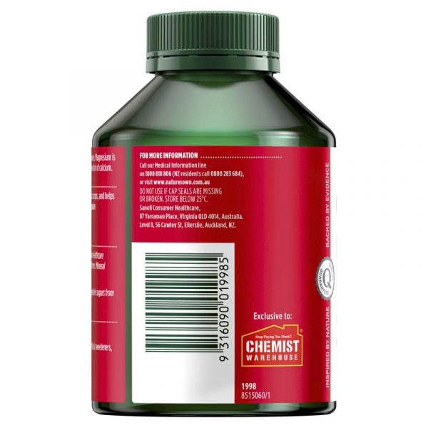 Natures Own Magnesium Chelate 500mg for Muscle Health 250 Capsules 8