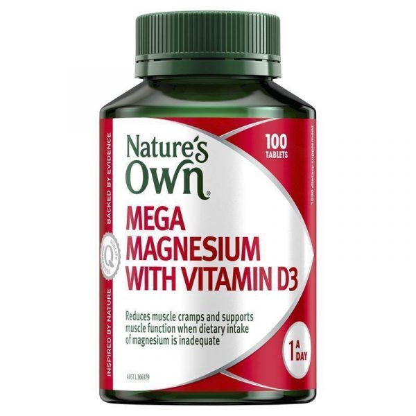 Natures Own Mega Magnesium With Vitamin D3 100 Tablets 1