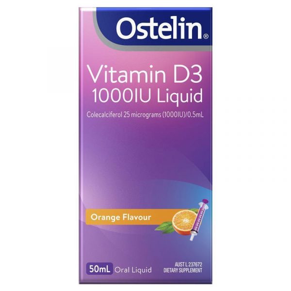 Ostelin Vitamin D 1000IU Liquid D3 for Bone Health Immune Support 50mL 1