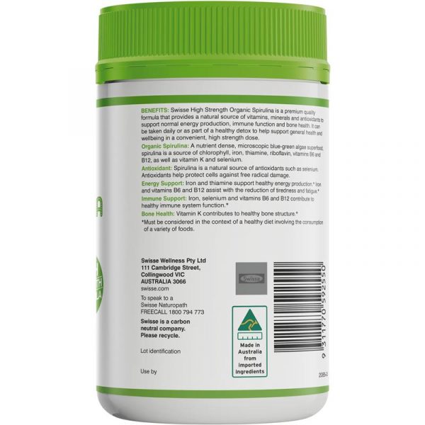 Swisse Organic Spirulina 1000mg 200 Tablets 3