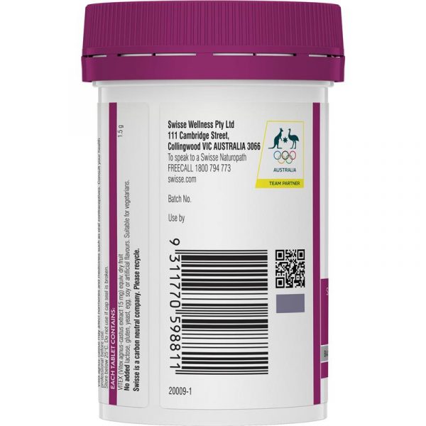 Swisse Organic Vitex 1500mg 60 Tablets 2