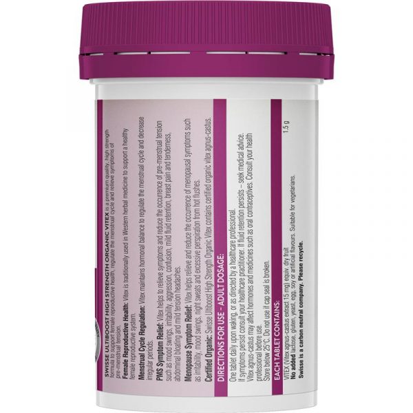 Swisse Organic Vitex 1500mg 60 Tablets 3