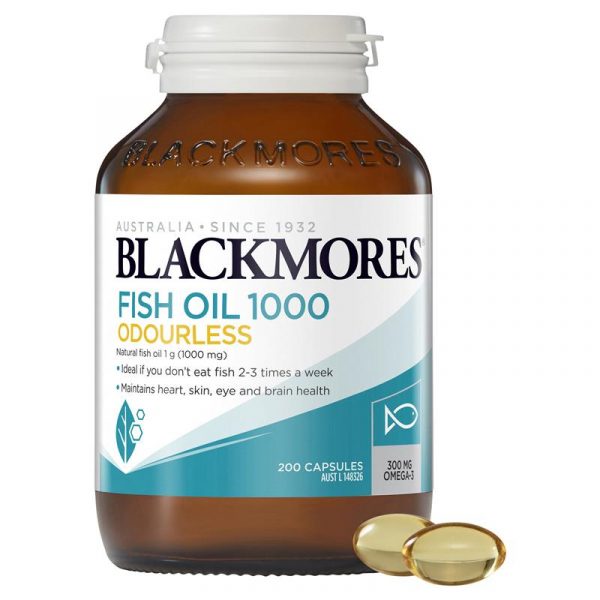 Blackmores Odourless Fish Oil 1000mg Omega 3 200 Capsules