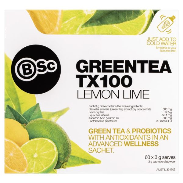 BSc Green Tea TX100 Lemon Lime 60 x 3g Serve 2