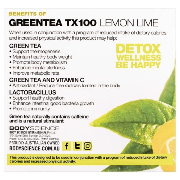 BSc Green Tea TX100 Lemon Lime 60 x 3g Serve 4