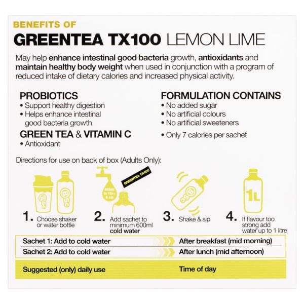 BSc Green Tea TX100 Lemon Lime 60 x 3g Serve 5