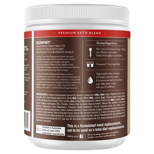 IsoWhey Keto Meal Replacement Shake Chocolate 550g 2 1