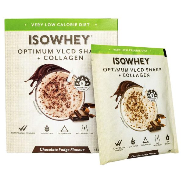 IsoWhey Optimum VLCD Shake + Collagen Chocolate Fudge 18 x 55g - Image 2