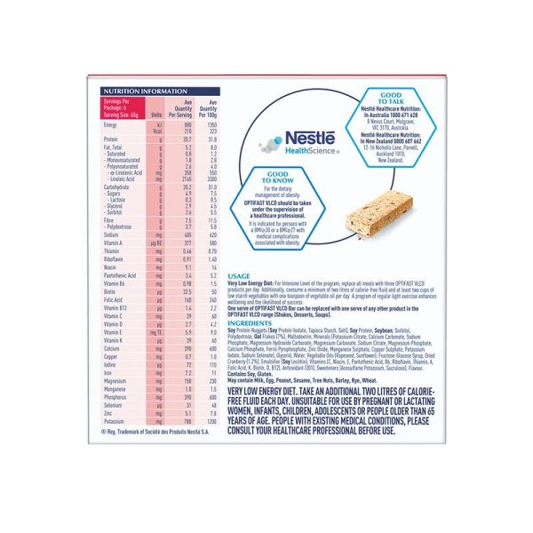 Optifast VLCD Bars Cereal 6 X 65g 3