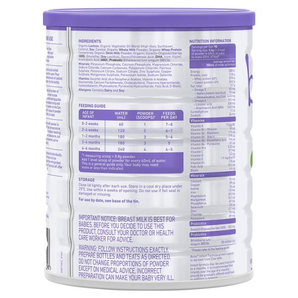 Bubs Organic Grass Fed Infant Milk Formula 800g - Image 3