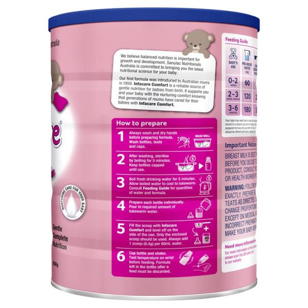 Infacare Comfort Stage 1 Infant Formula 0 6 Months 850g 2